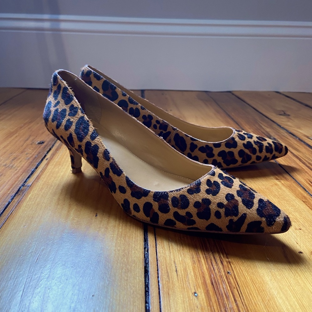 Esme Calf Hair Kitten Heels, leopard print